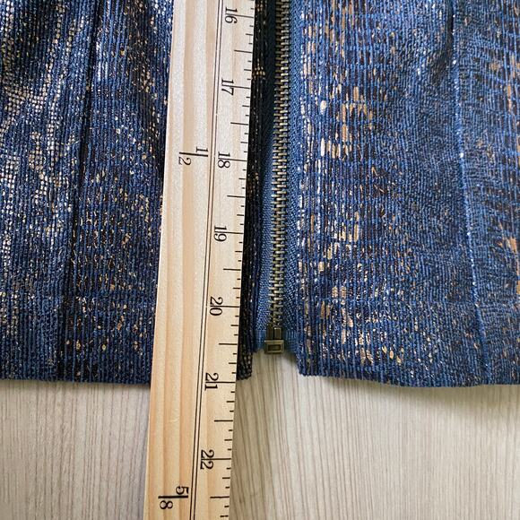 Linear Y2K Snakeskin Crop Jacket Women PM Metallic Blue Gray Edgy Crackled Glam - Picture 9 of 10